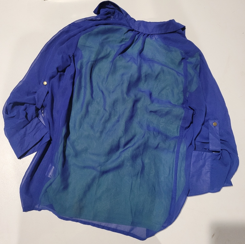Bongo Sheer Blue Blouse With Lime Tee - Picture 4 of 4